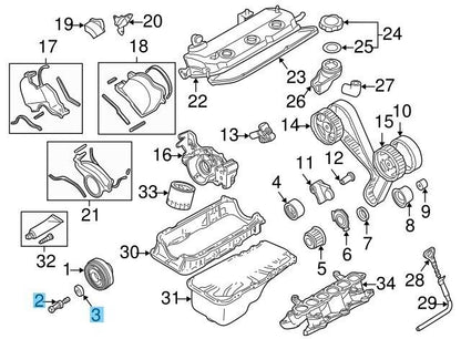 MITSUBISHI MONTERO V23C 94-06 Genuine Crankshaft Pulley Washer & Center Bolt set