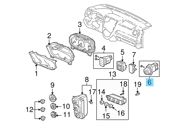 HONDA CIVIC 02-05 ACURA RSX TYPE-S 02-06 Genuine Red Hazard Switch OEM