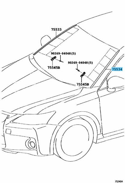 LEXUS CT200h ZWA10 11-17 Genuine Outside Windshield Moulding LH 75536-76010 OEM
