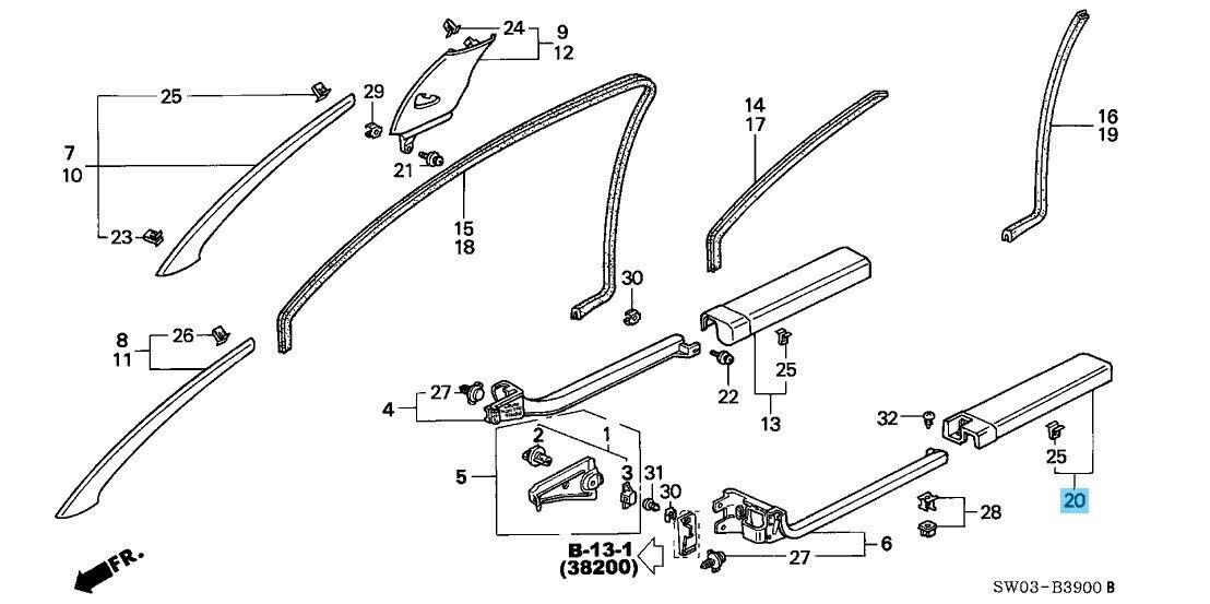 ACURA NSX NA# 90-05 Genuine Left Side Black Garnish 84251-SL0-A01ZA OEM LHD