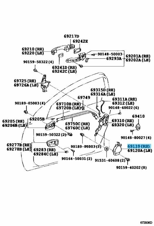 TOYOTA RAV4 ACA2# 01-05 Genuine Front Door Lock Actuator Assy RH 69110-42120 OEM