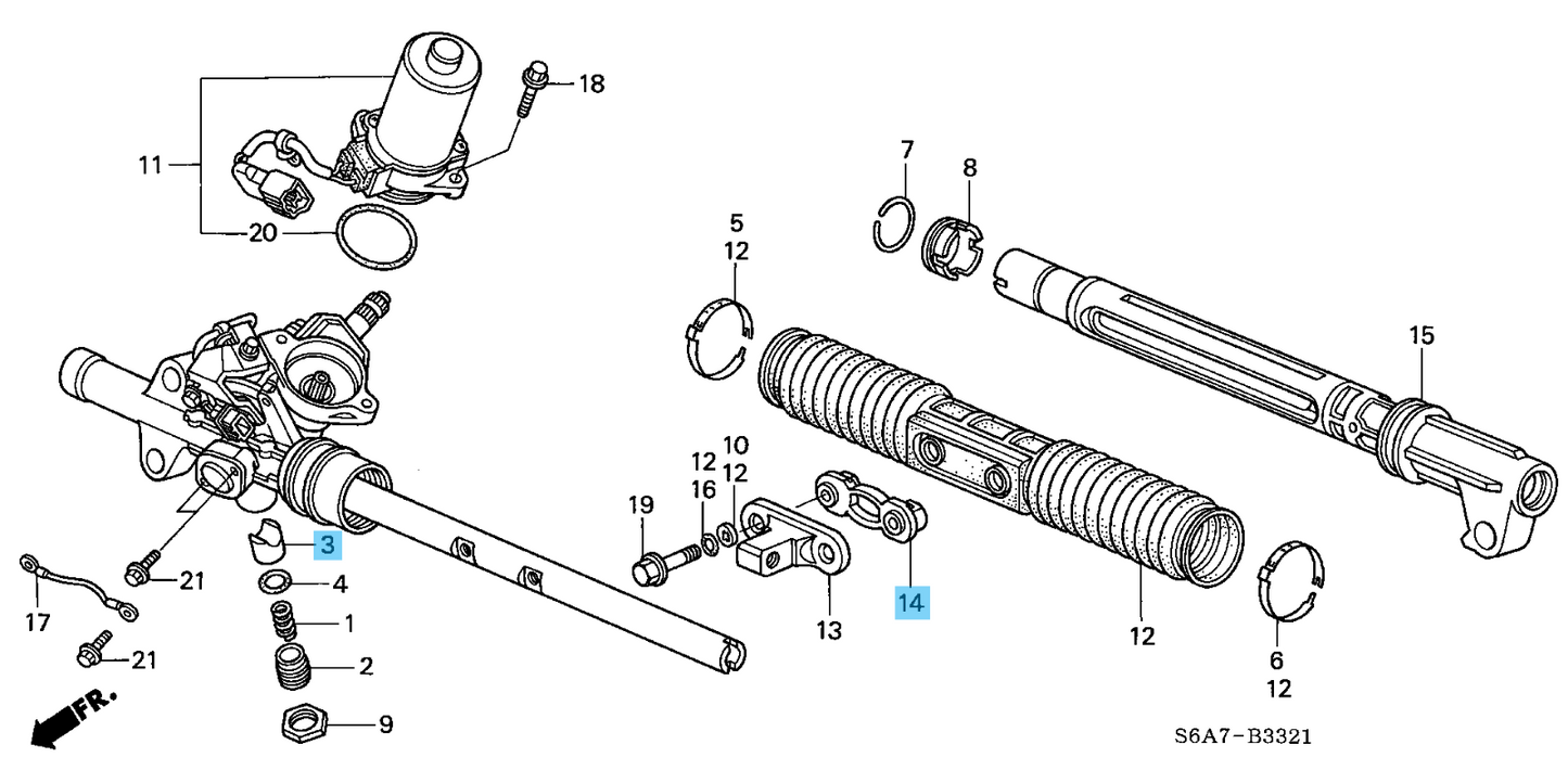 HONDA INTEGRA ACURA RSX DC5 02-04 Genuine Steering Rack Slider & Guide Set OEM