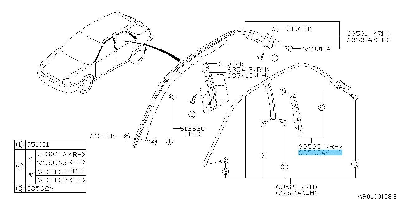 SUBARU IMPREZA WRX GG 2002-2007 Genuine B Pillar Cover Assy LH OEM For Wagons
