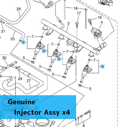 YAMAHA YZF-R6 2006-2020 Genuine Injector Assy 2C0-13761-00-00 x4 Set OEM