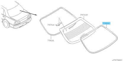 NISSAN SKYLINE GT-R BNR34 Genuine Rear Window Upper Molding 79752-AA000 OEM