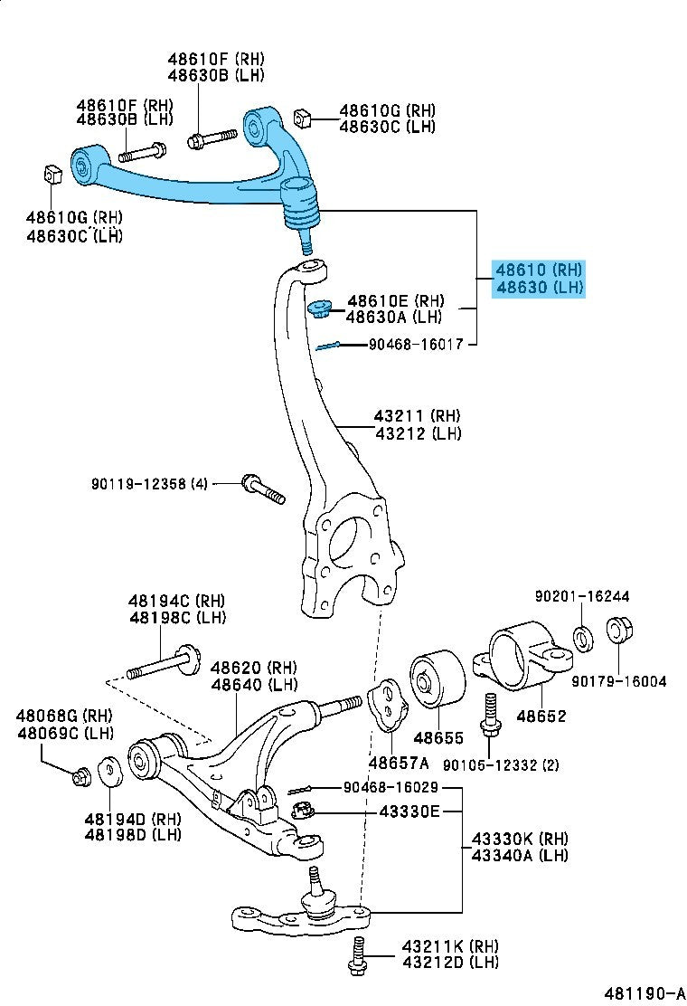 TOYOTA LEXUS LS430 UCF30 '02-05 Genuine Front Suspension Upper RH & LH Set OEM