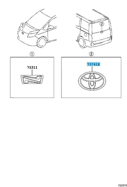 TOYOTA NOAH ZRR80 Genuine Back Door Symbol Emblem 75403-28030 OEM