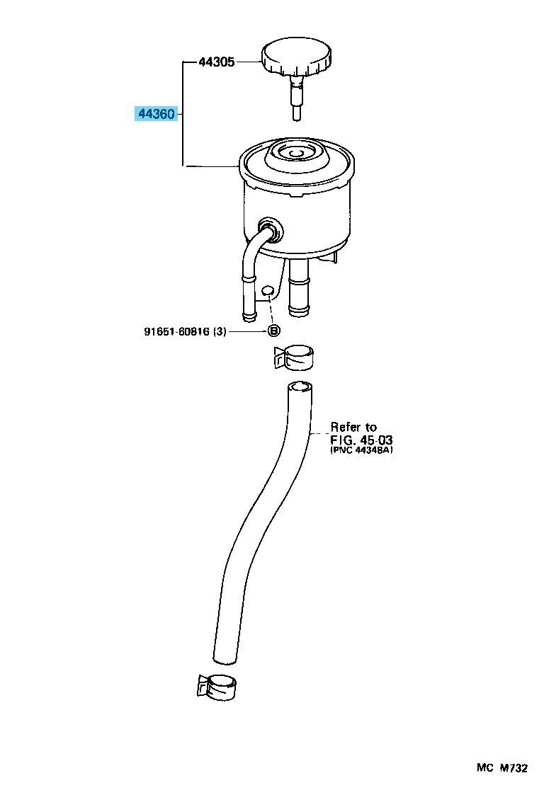 TOYOTA LAND CRUISER FZJ80 93-97 Genuine Vane Pump Reservoir Assy 44360-60171 OEM