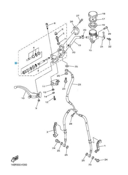 YAMAHA YZF-R1 2009-2014 Genuine Master Cylinder Sub Assy 14B-W2587-00 OEM