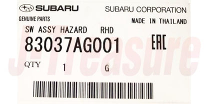 SUBARU LEGACY BL5 BP5 BP9 '03-07 Genuine Hazard Switch 83037AG001 OEM For RHD