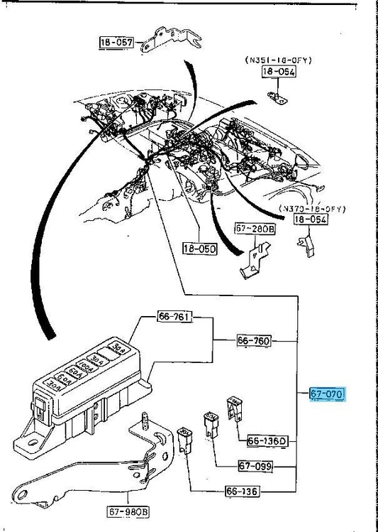 MAZDA RX-7 FC3S 89-90 Genuine M/T Engine Wiring Harness F061-67-070E OEM RHD