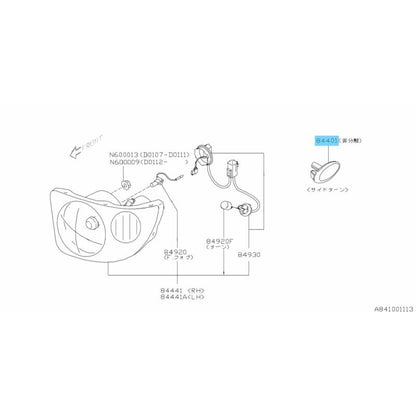 SUBARU IMPREZA WRX STI Genuine Lamp Assy Side Turn Clear 84401SA001 x2 OEM