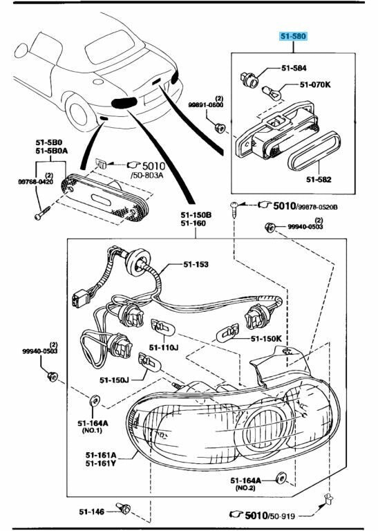 MAZDA MX-5 MIATA NB 1994-2005 Genuine Center Mount Stop Lamp NC10-51-580C OEM