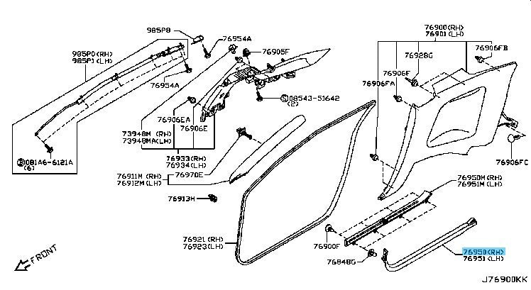 NISSAN GT-R R35 2009-2024 Genuine Front Kicking Plate RH 769B4-JF00A OEM