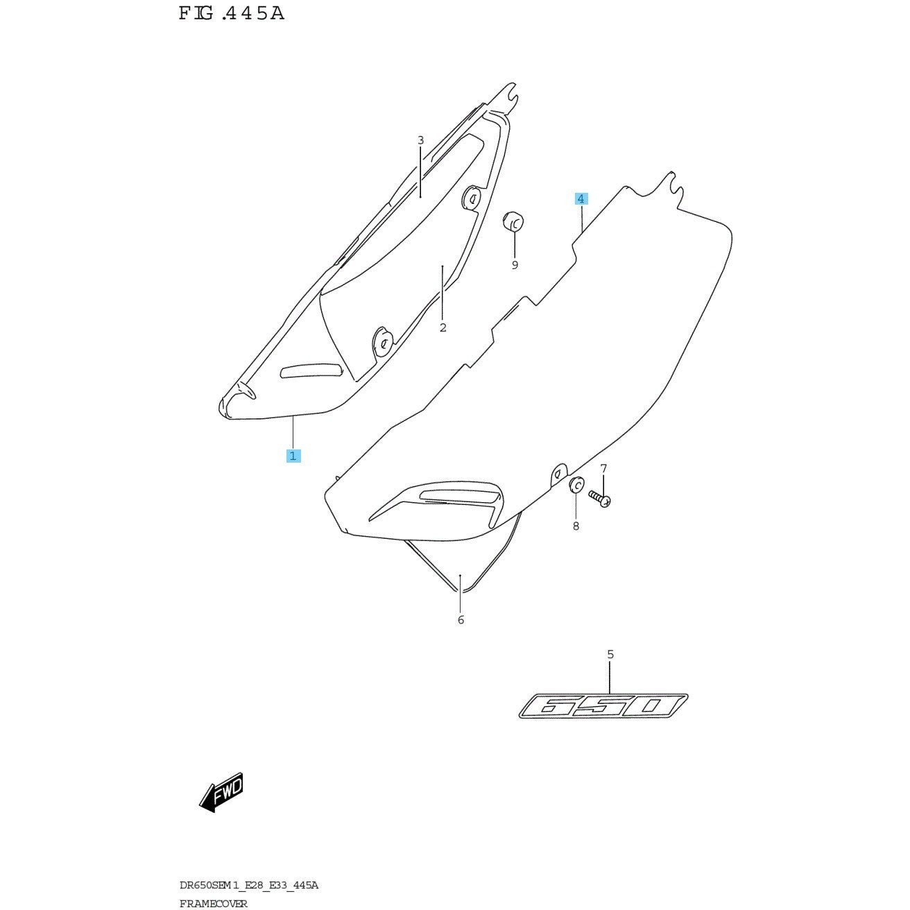 SUZUKI DR650SE '00-01 '08-09 2011 2017 2019 '22-23 Genuine Frame Cover R & L Set