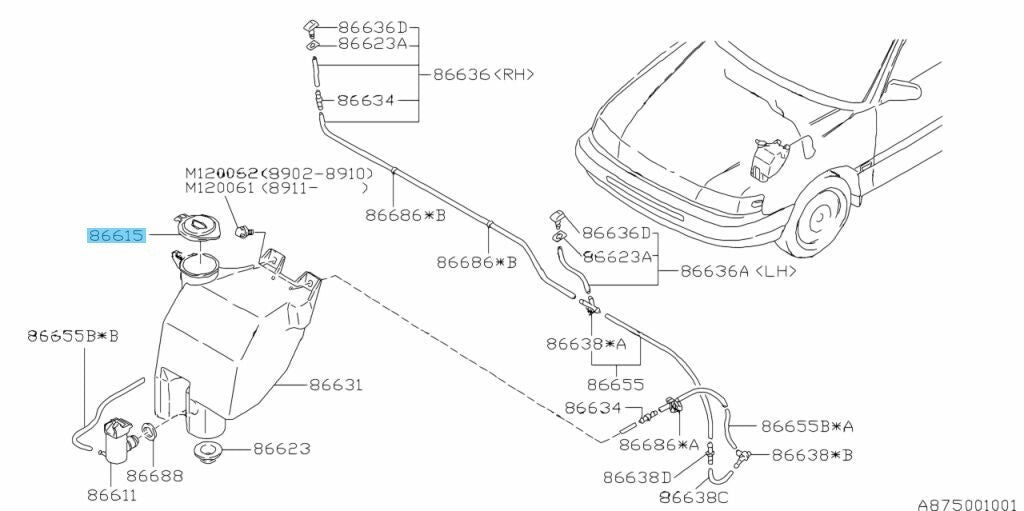 SUBARU FORESTER S#5 98-05 Genuine Windscreen Washer Reservoir Bottle Cap OEM