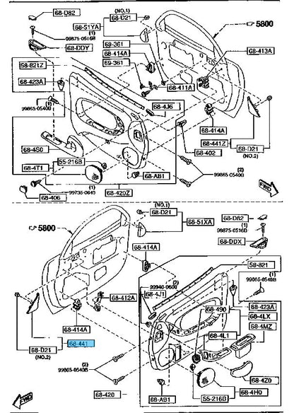 MAZDA RX-7 FD3S 1993-1995 Genuine Inner Door Garnish Right Side F100-68-DJXC OEM