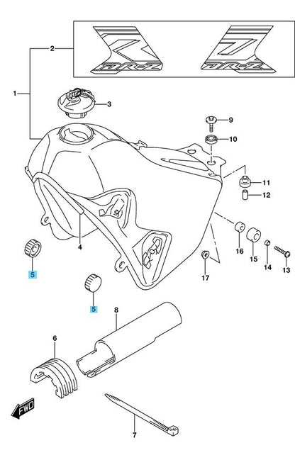SUZUKI DR-Z400SM 05-08 18-19 Genuine Fuel Tank Front Cushion 09329-10016 x2 Set