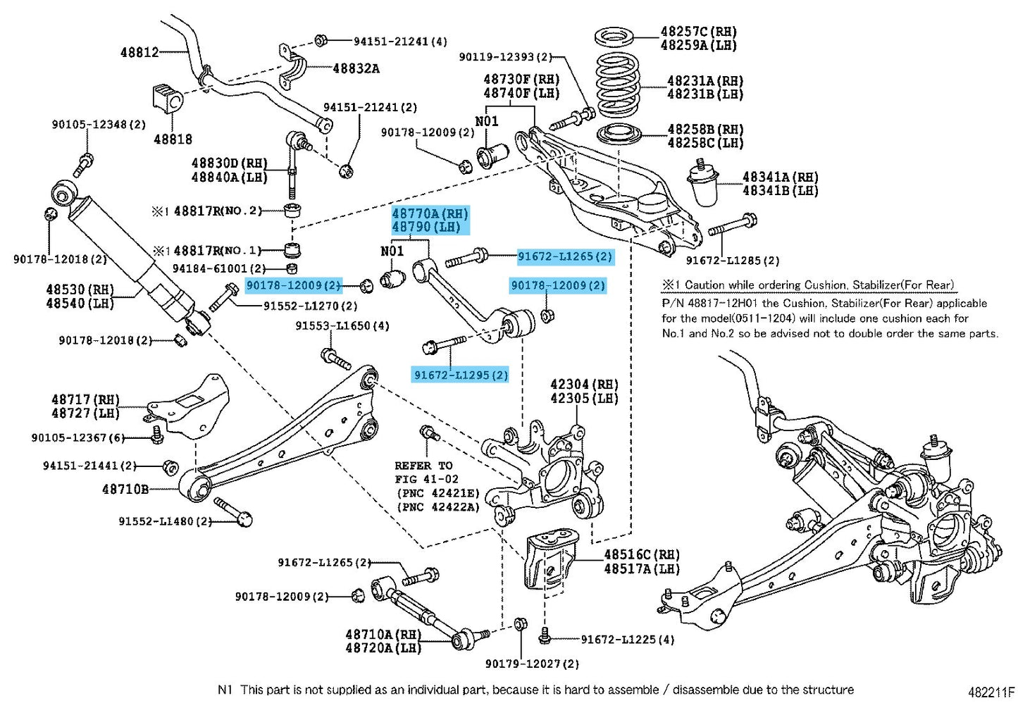 TOYOTA RAV4 ASA3# '07-17 Genuine Rear Upper Control Arm RH & LH W/Bolt & Nut