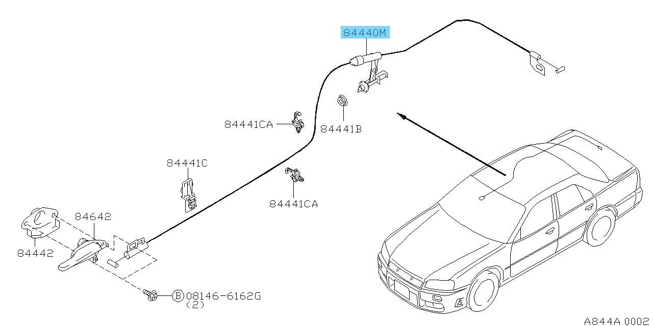 NISSAN GT-R BNR34 Genuine Trunk Lid & Gas Filler Opener Cable 84650-AA100 OEM
