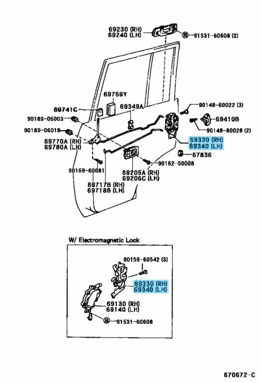 TOYOTA LAND CRUISER / PRADO 70 Genuine Rear Door Lock Assy Right & Left Set OEM