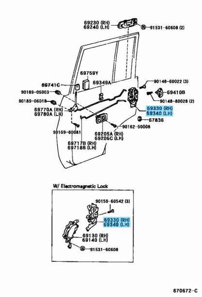 TOYOTA LAND CRUISER / PRADO 70 Genuine Rear Door Lock Assy Right & Left Set OEM