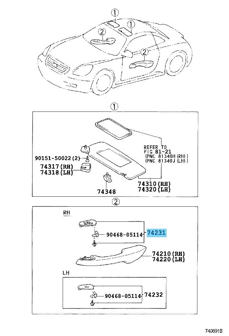 LEXUS SC430 UZZ40 Genuine Front Armrest Base Panel Upr RH 74231-24900-E0 OEM RHD