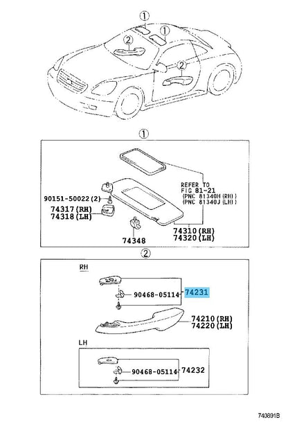 LEXUS SC430 UZZ40 Genuine Front Armrest Base Panel Upr RH 74231-24900-E0 OEM RHD