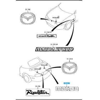 MAZDA MX-5 MIATA Genuine Rear MAZDA Name Emblem NC10-51-711 OEM