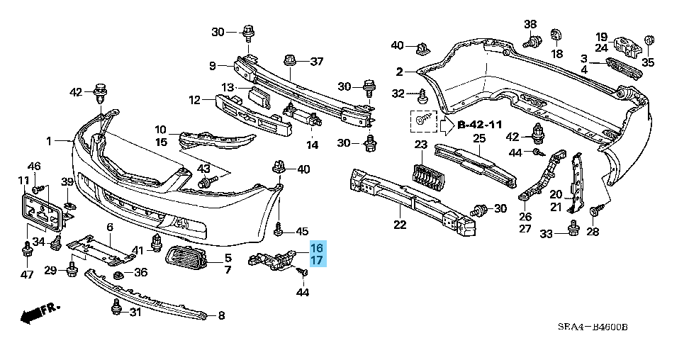 HONDA ACCORD ACURA TSX 04-08 Genuine Front Bumper Spacer Right & Left Set OEM