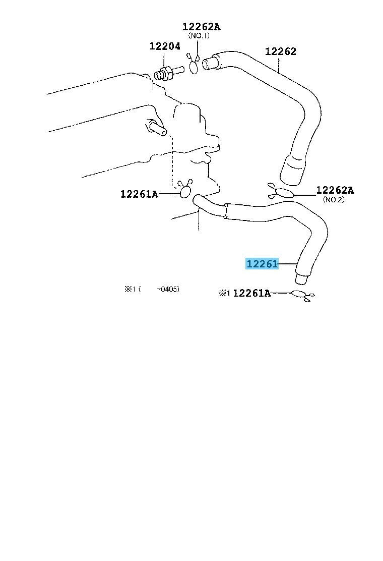 TOYOTA COROLLA ZZE130 2003-2005 Genuine Ventilation Hose 12261-22050 OEM
