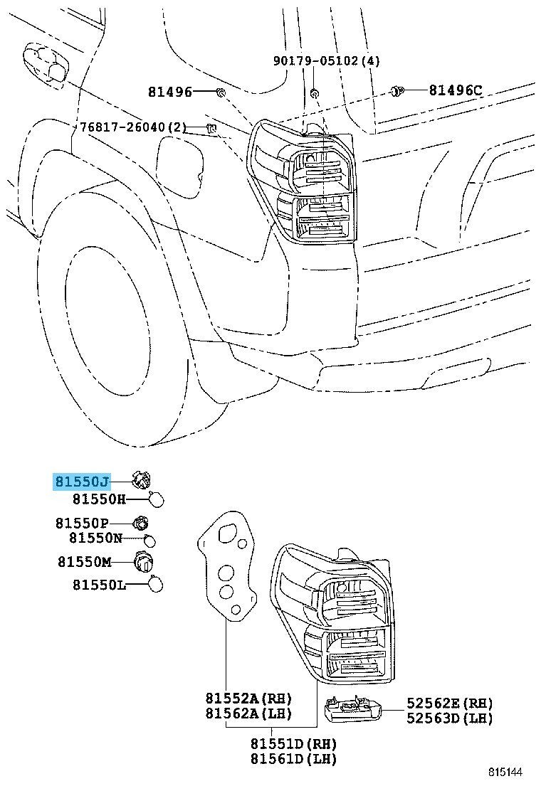 TOYOTA 4RUNNER GRN280 10-14 Genuine Rear Combination Lamp Socket 2 Pieces Set