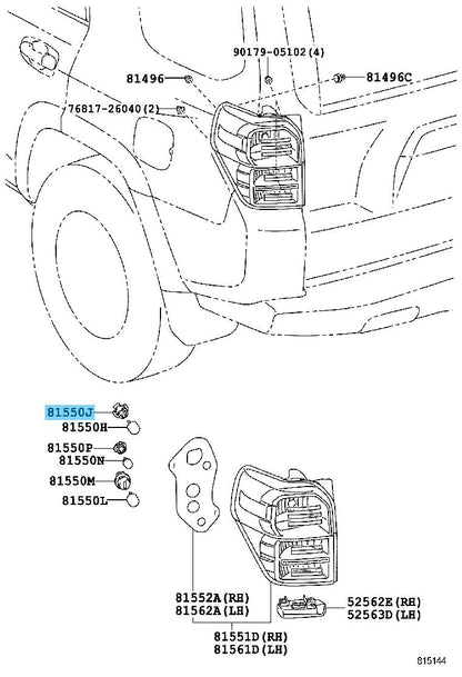 TOYOTA 4RUNNER GRN280 10-14 Genuine Rear Combination Lamp Socket 2 Pieces Set