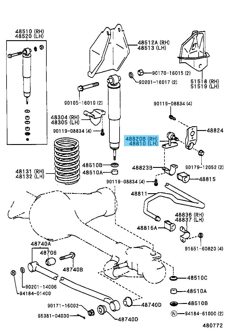 TOYOTA LAND CRUISER KZJ78 '90-96 Genuine Front Stabilizer Link RH & LH Set OEM