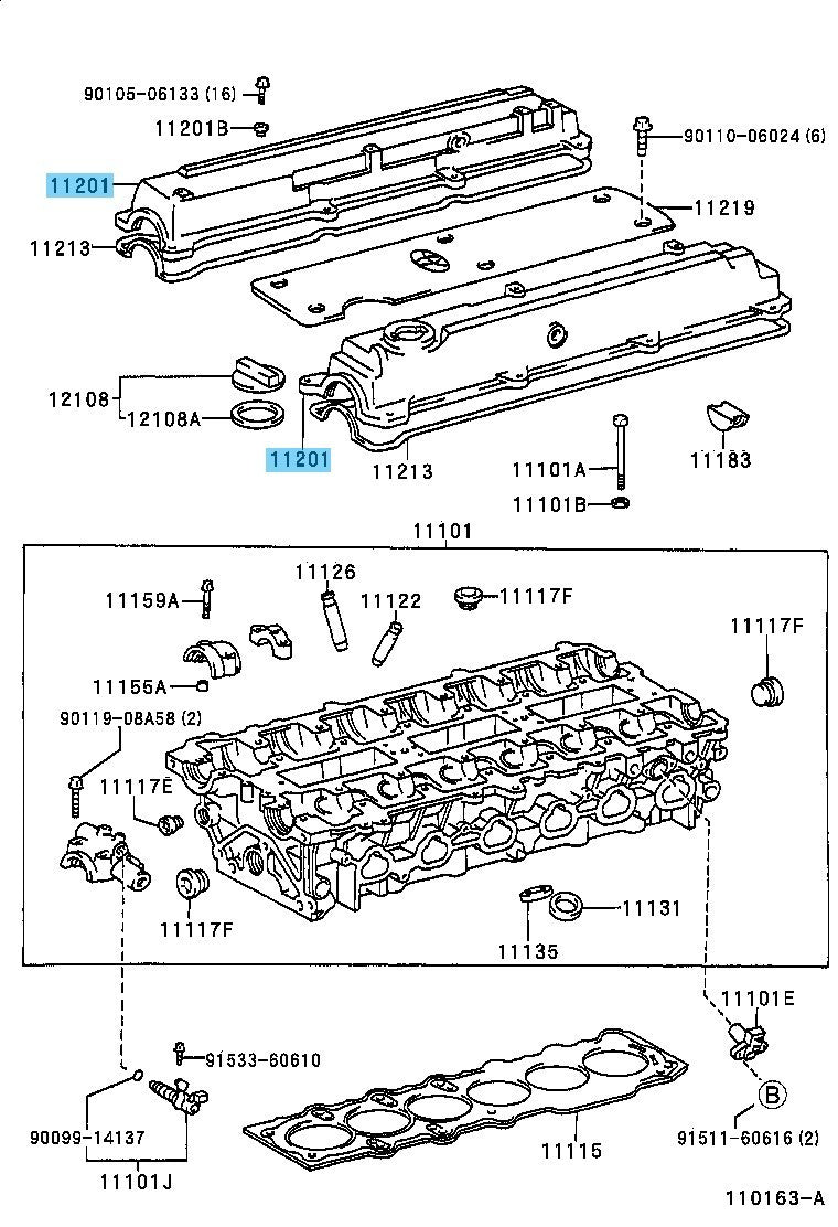 TOYOTA MARK驕ｶ繝ｻ・ｽ・｡ CHASER JZX100 Genuine Cylinder Head Cover Intake & Exhaust Side Set