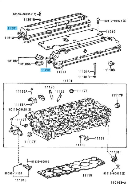 TOYOTA MARK驕ｶ繝ｻ・ｽ・｡ CHASER JZX100 Genuine Cylinder Head Cover Intake & Exhaust Side Set