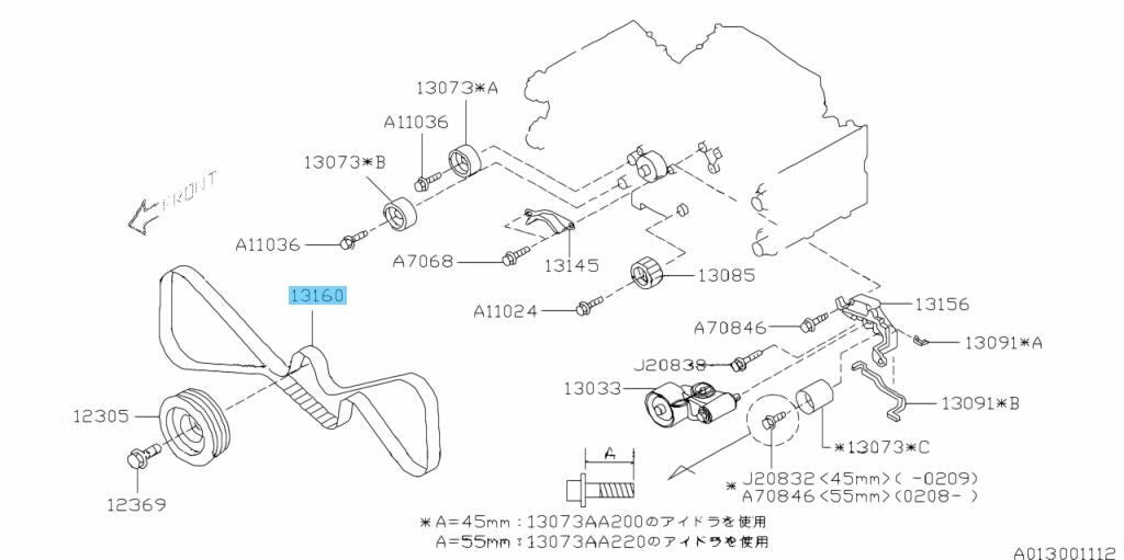 SUBARU IMPREZA WRX STI GD# 2000-2007 Genuine STI Timing Belt ST130284S000 OEM