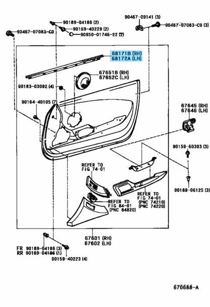 TOYOTA SUPRA JZA80 93-98 Genuine Front Door Glass Weatherstrip Inner RH & LH OEM