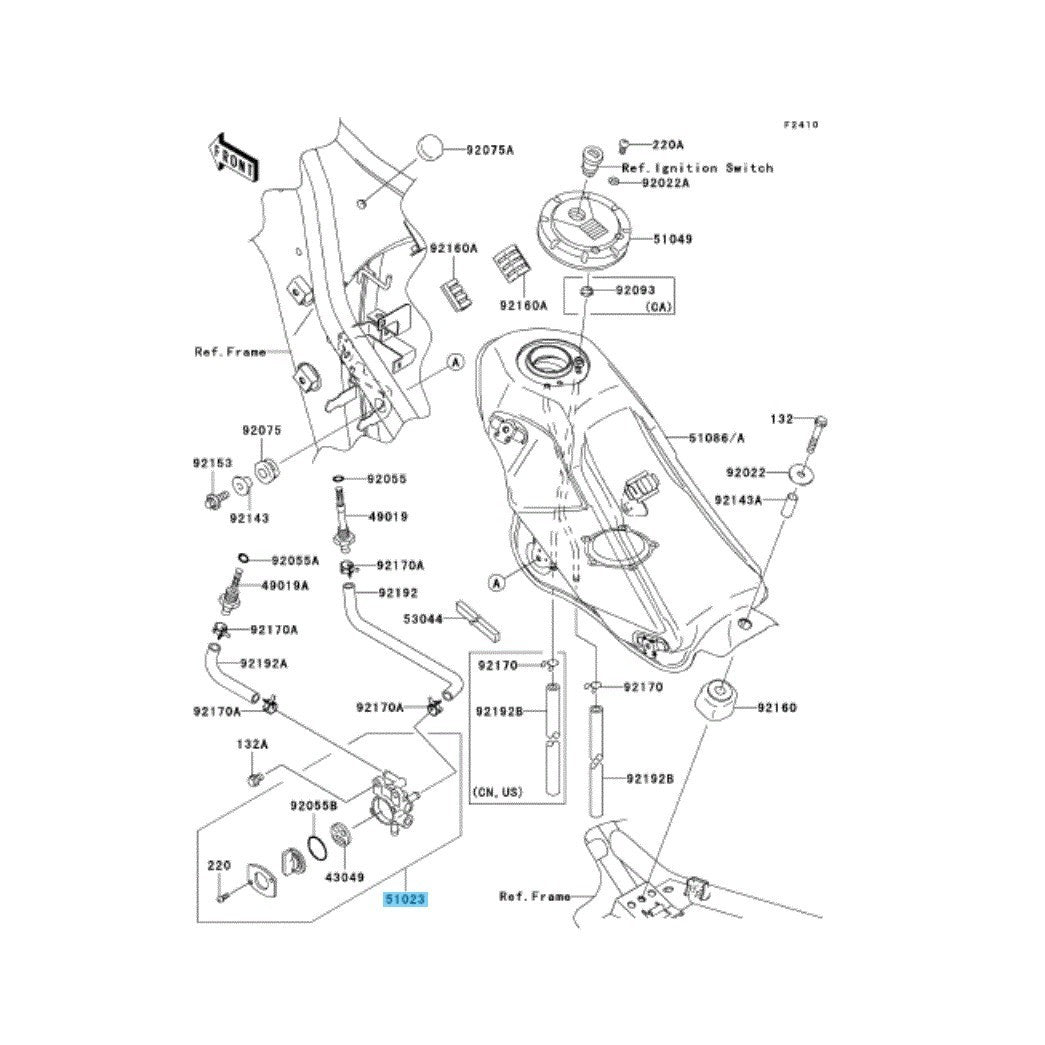 KAWASAKI KLX250S '06-07 '09-14 KLX250SF '09-10 Genuine Fuel Tap Assy 51023-0741