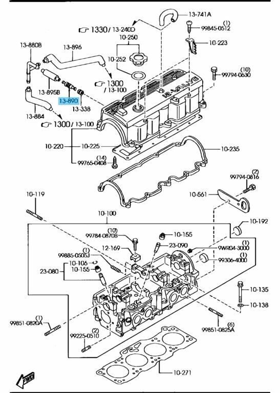 MAZDA MX-6 GE5S 1988-1996 Genuine P.C.V. Valve E301-13-890A OEM