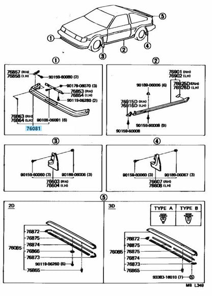 TOYOTA  SPRINTER TRUENO AE86 Genuine Spoiler Front Lip Sub-Assy 76081-12020 OEM