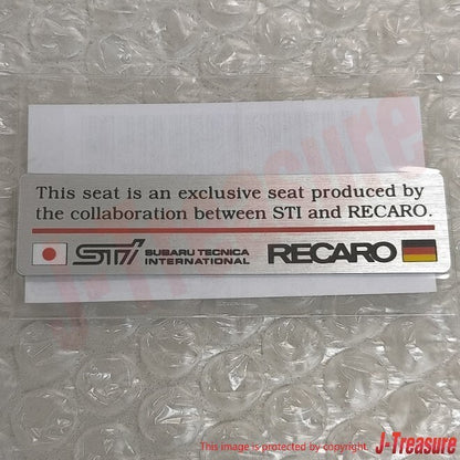 SUBARU IMPREZA WRX STi Genuine RECARO Seat Sticker Decal Emblem ST915024S020 OEM