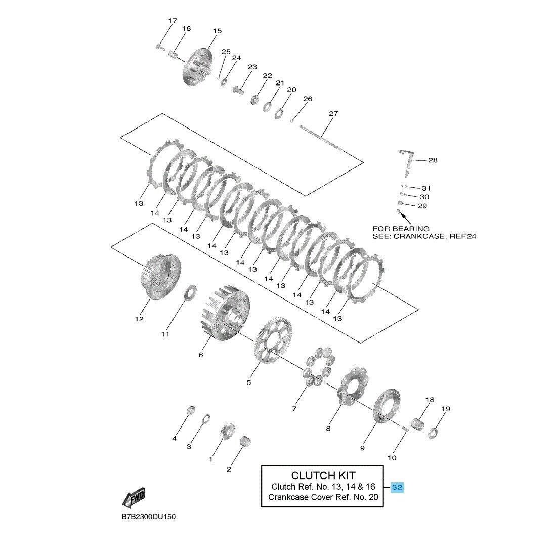 YAMAHA YZ250F 2019-2024 Genuine Clutch Plate Kit B7B-W001G-00-00 OEM