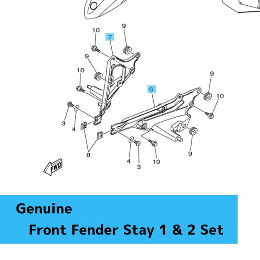 YAMAHA YFZ450R 2009-2013 Genuine Front Fender Stay 1(LH) & Stay 2(RH) Set OEM