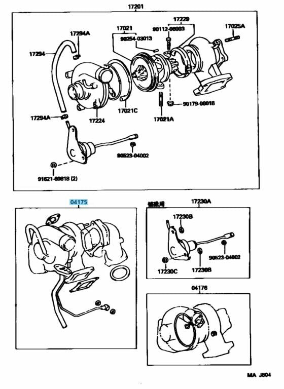 TOYOTA SUPRA SOARER MARK II 1JZ-GTE Genuine Turbocharger CT12A Gasket Kit OEM