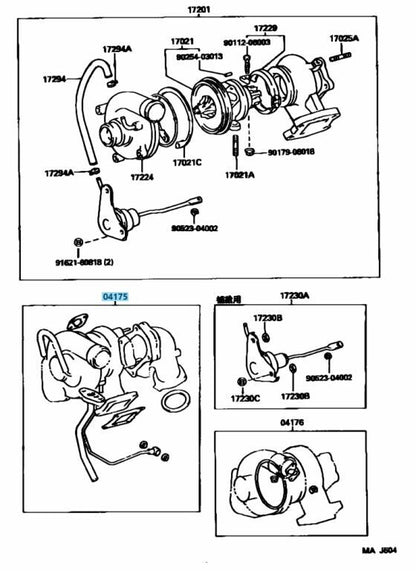 TOYOTA SUPRA SOARER MARK II 1JZ-GTE Genuine Turbocharger CT12A Gasket Kit OEM