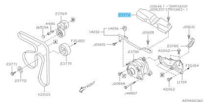 SUBARU XV CROSSTREK GP7 2013-2017 Genuine Belt Alternator Cover 23774AA050 OEM