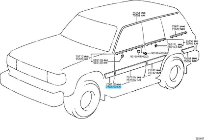 TOYOTA LAND CRUISER FZJ80 '95-97 Genuine Front Fender Outside Moulding LH OEM