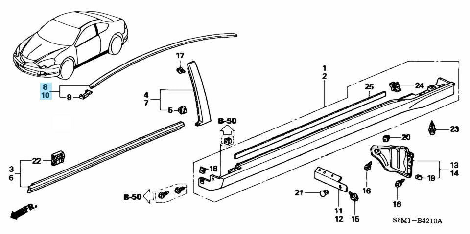 HONDA INTEGRA ACURA RSX DC5 2002-2006 Genuine Roof Molding Right & Left Set OEM