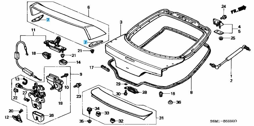 HONDA INTEGRA TYPE-R DC5 01-06 Genuine Rear Spoiler Gasket 71716-S6M-Z01 x2 Set